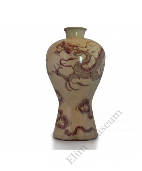 1398 A Yuan underglaze red Yuhuchun vase